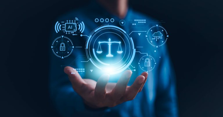 AI ethics or AI Law concept. Developing AI codes of ethics. Compliance, regulation, standard , business policy and responsibility for guarding against unintended bias in machine learning algorithms